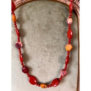 Jasper, Mookaite and Lepidolite 24 inch stone necklace Beads